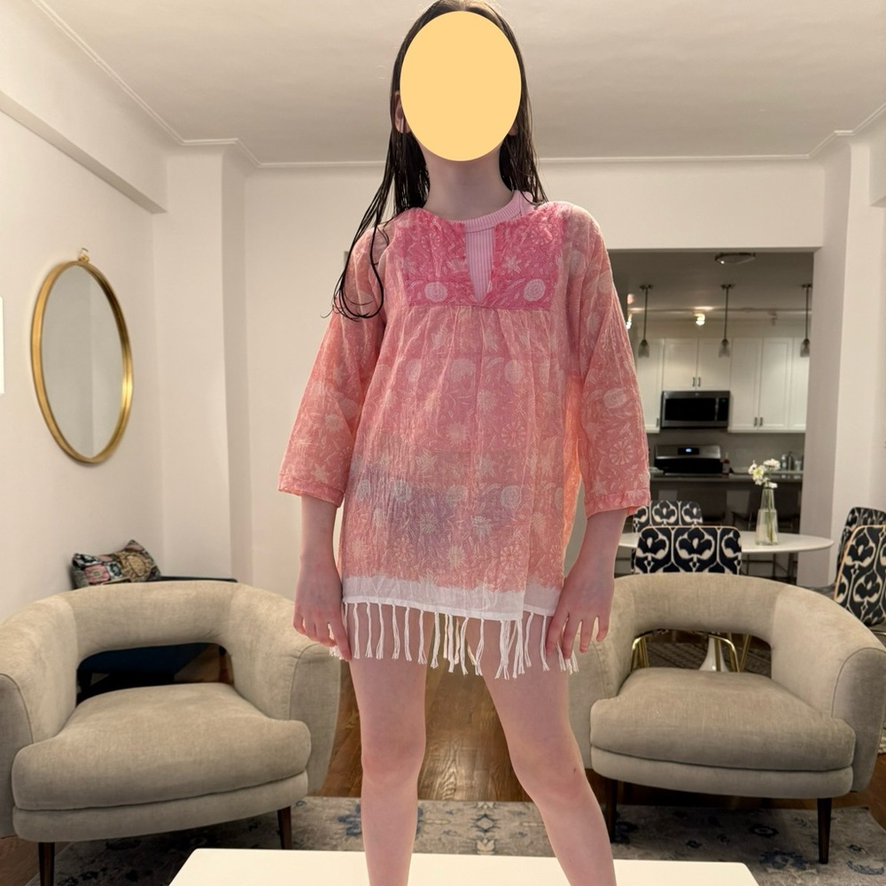 Ro’s Garden Pink and Orange Tunic with Fringe- Girls Size 10